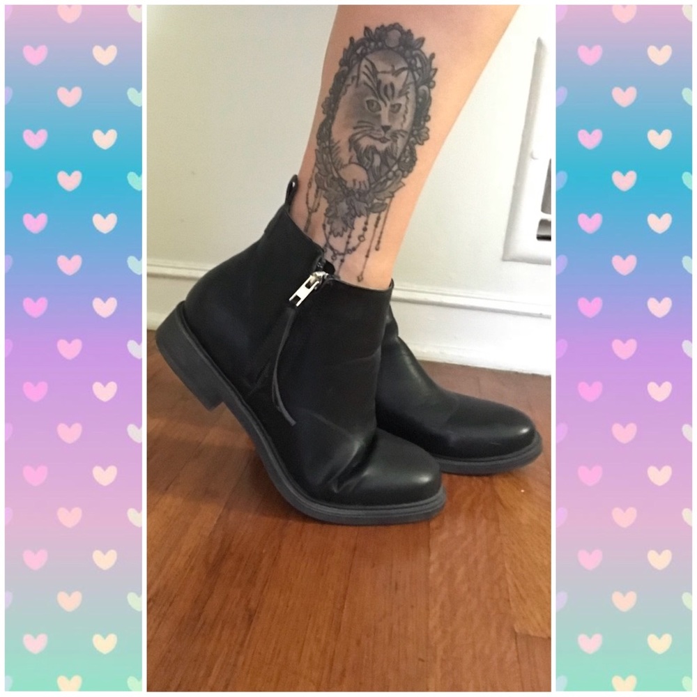New Look Faux Leather Black Moto Ankle Boots